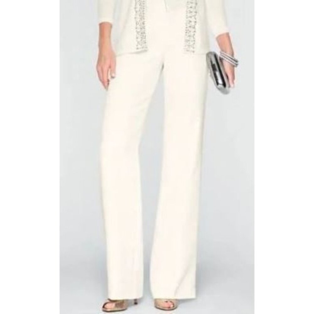 NWT Talbots Heritage Cream White Full Leg Pants Slacks Trousers Size 12